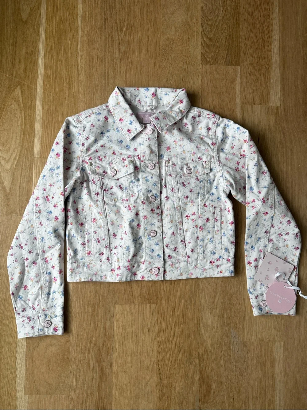 Girls' Grace Sunrise Patchwork Denim Jacket - LoveShackFancy x Target Cream XL